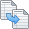 Two documents with arrows indicating a transfer or connection between them.
